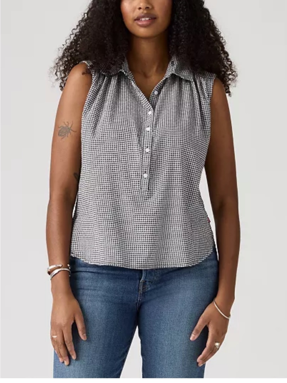 NWT Levi’s Black & White Gingham Button-Front Top, XS